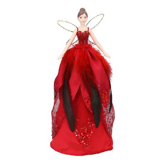 Resin Fabric Red Feather Angel Fairy Tree Topper 30cm *ETA Nov